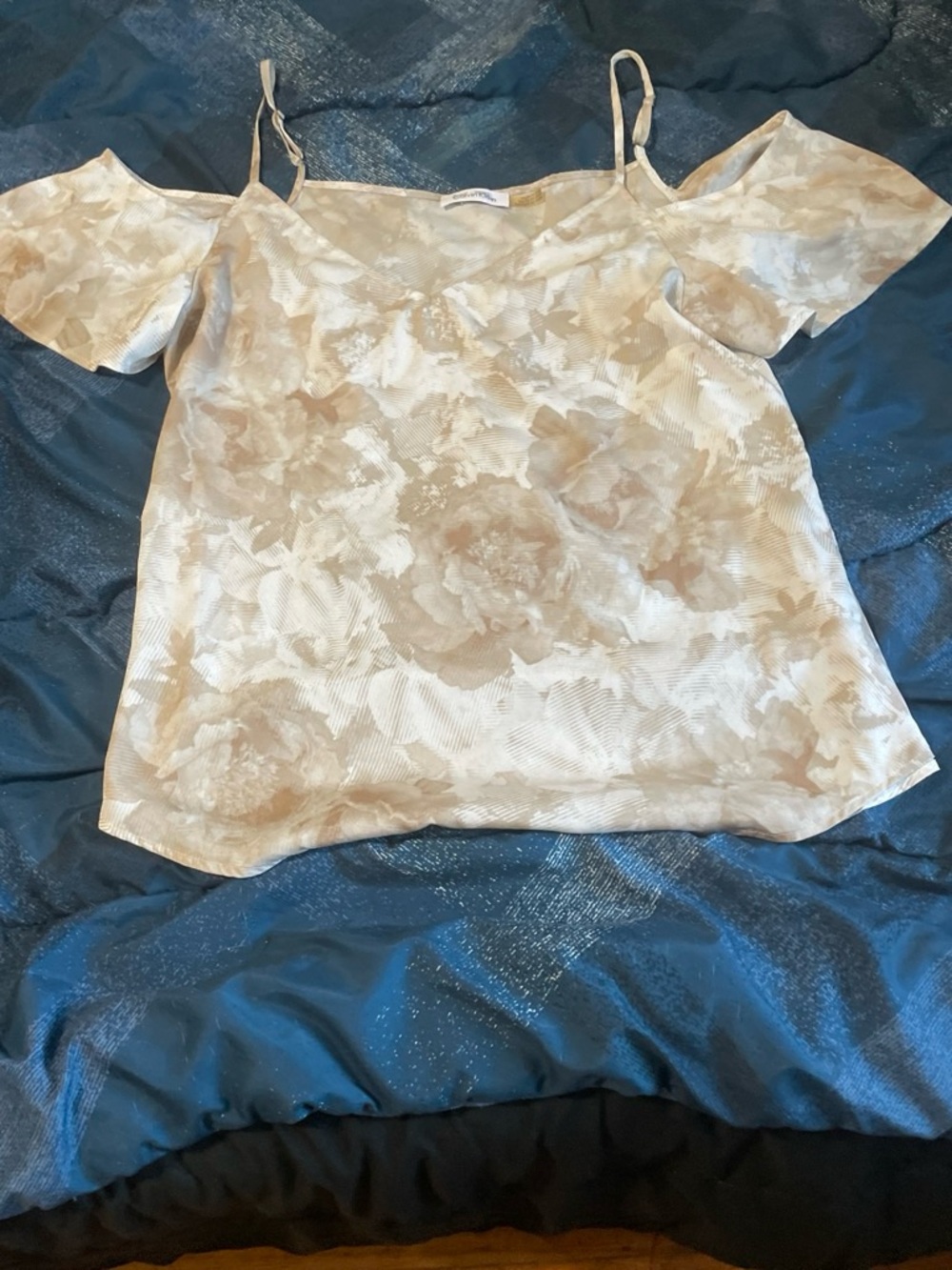 Calvin Klein Beige and Cream V-Neck Women's Top